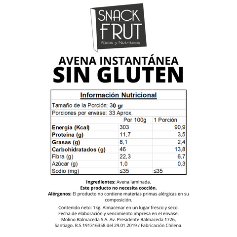 Avena Instantánea Sin Gluten 1 kg