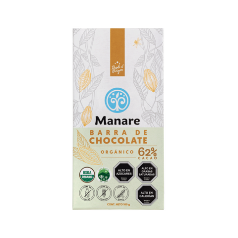 Barra de Chocolate 62% cacao orgánico 100 g