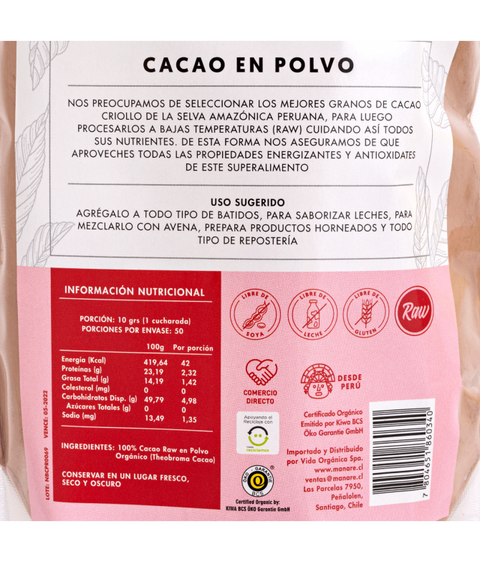 Cacao en polvo orgánico 200 gr