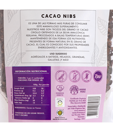 Cacao Nibs orgánico 200 gr