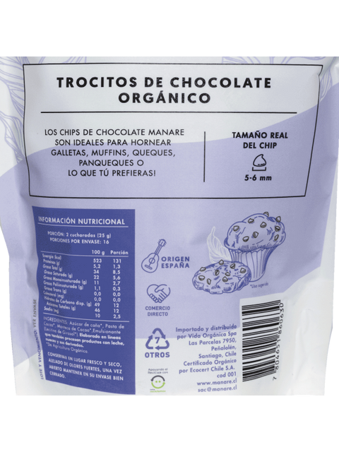 Chips de Chocolate Orgánico 52% Cacao 400 gr